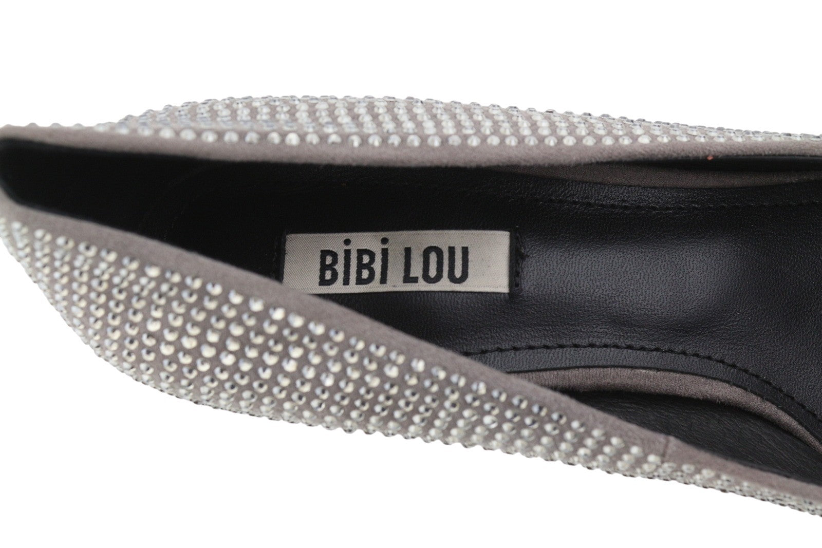 BIBI LOU Opole Women Heels EU37 Grey Shiny Glitter Rhinestones Pointed RRP149