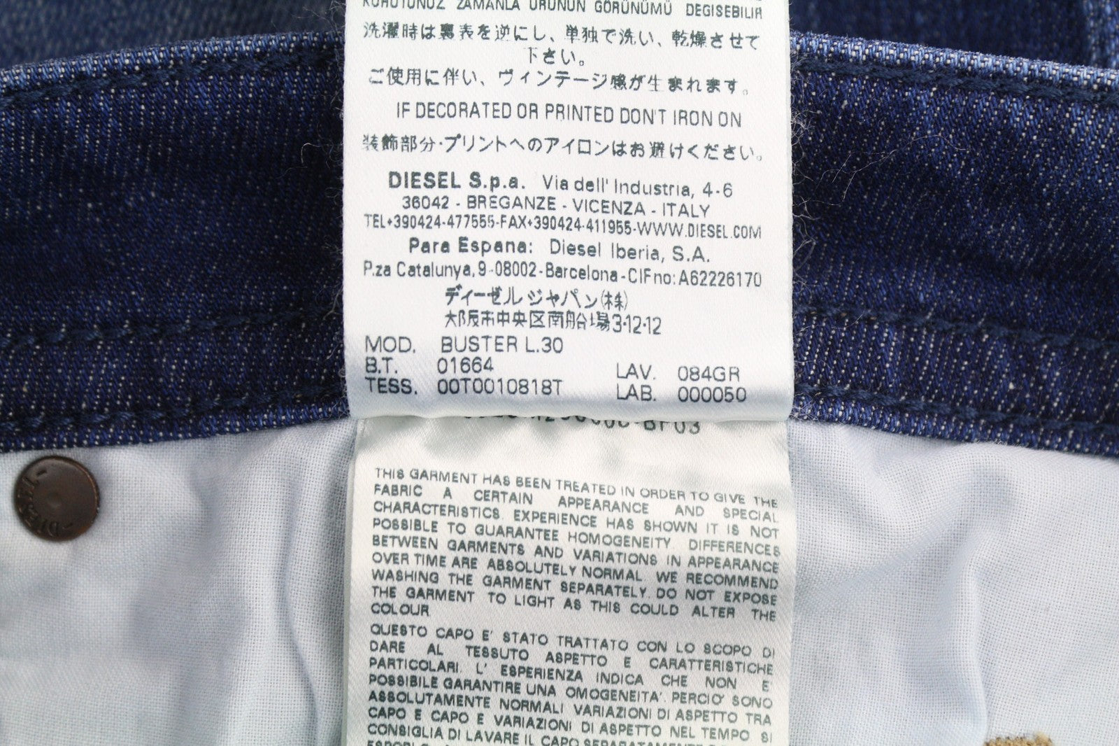 DIESEL Buster 084GR Men's Jeans W27/L30 Slim Tapered Stretch Blue Washed