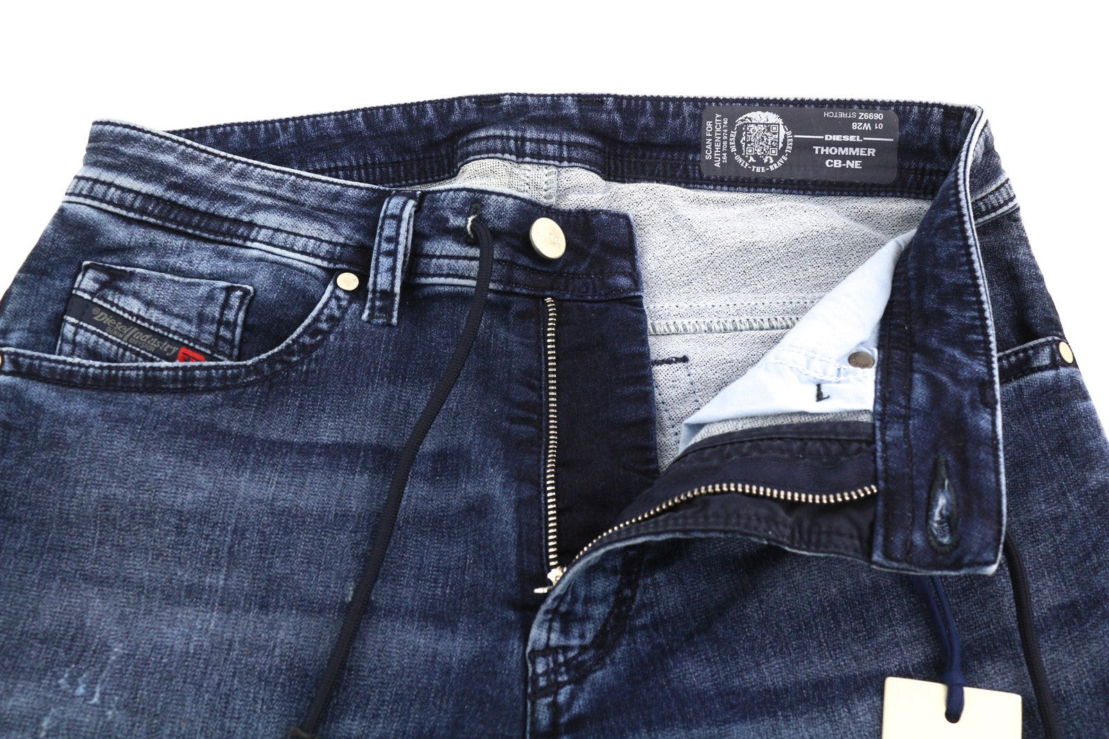 DIESEL Thommer CB-NE 0699Z Men's Jeans W28 Jogg Ripped Blue Washed Stretch