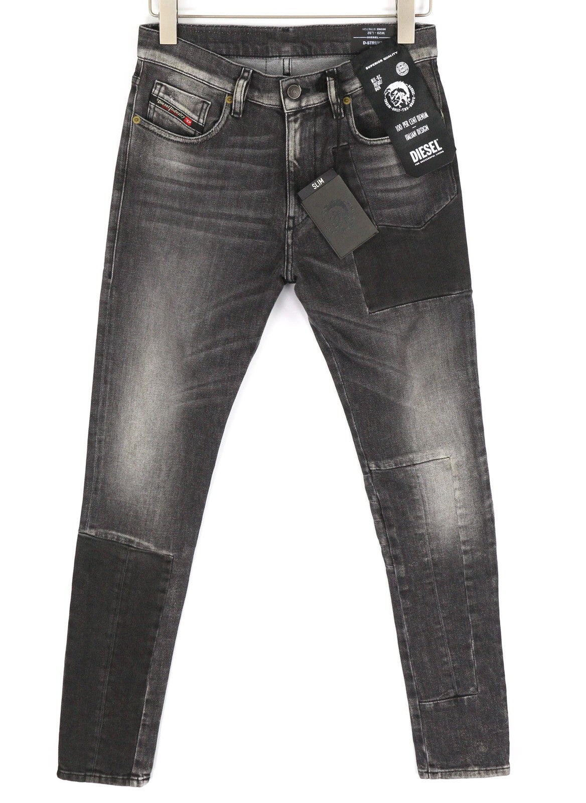 DIESEL D-Strukt 009MZ Men's Jeans W29/L32 Slim Zipped Washed Dark Grey Denim