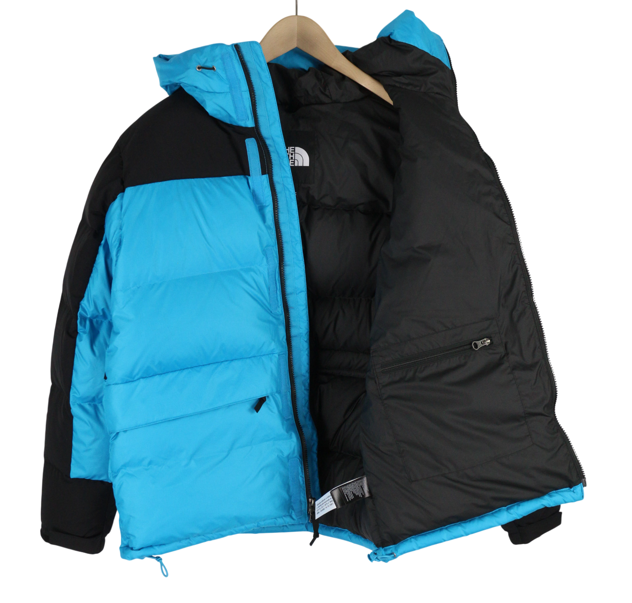 THE NORTH FACE Himalayan Men's Jacket M 550 Down Hooded Quilted Blue Logo