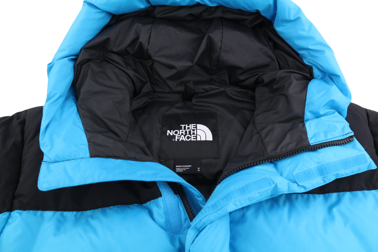 THE NORTH FACE Himalayan Men's Jacket M 550 Down Hooded Quilted Blue Logo