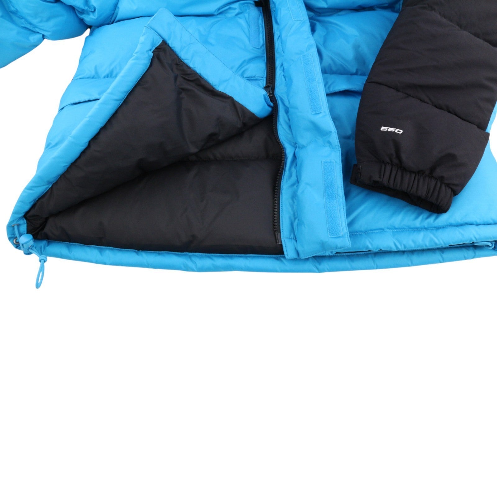 THE NORTH FACE Himalayan Men's Jacket M 550 Down Hooded Quilted Blue Logo