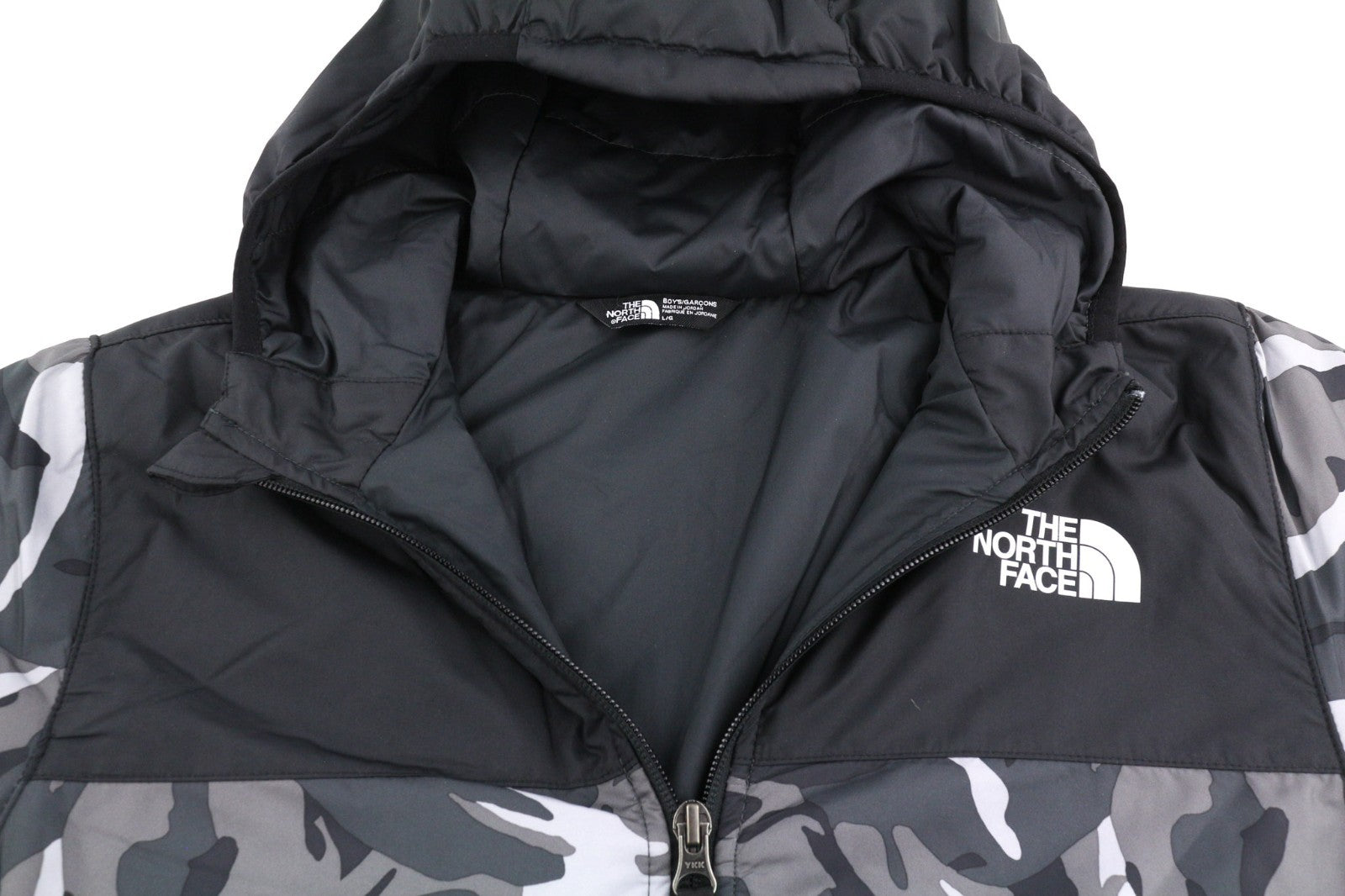 THE NORTH FACE Printed Reactor Boys Jacket L Hooded Camo Insulated Logo