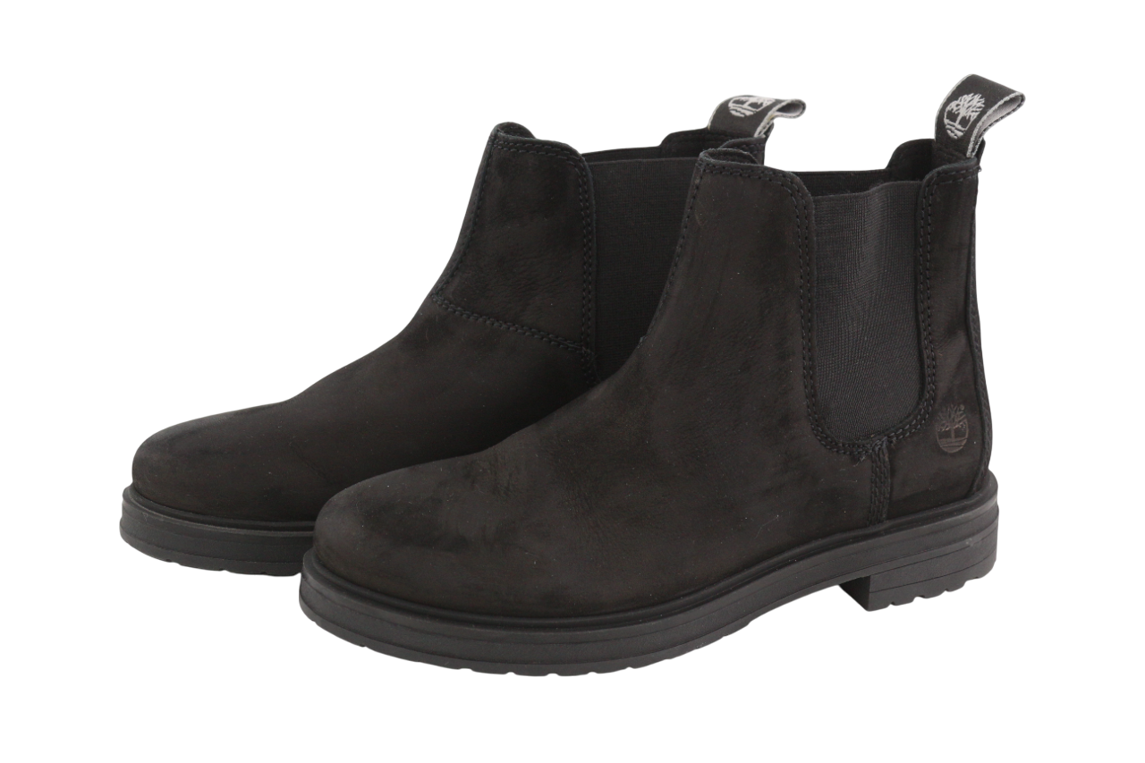 TIMBERLAND Women's Boots UK4.5 EU37.5 Black Leather Almond Toe Chelsea Ankle