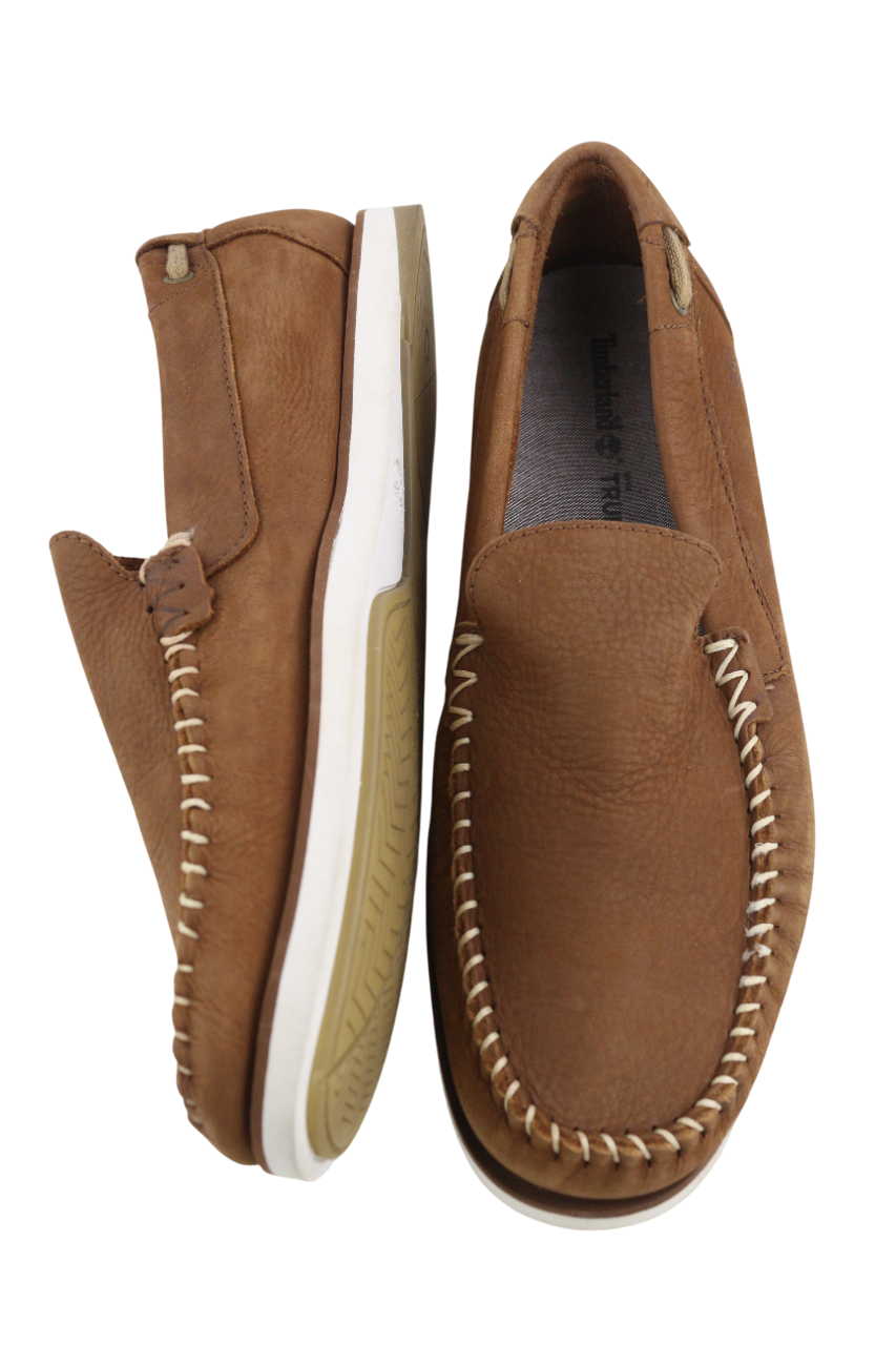 TIMBERLAND Men's Shoes UK8.5 EU43 Brown Leather Slip On Almond Toe True Cloud