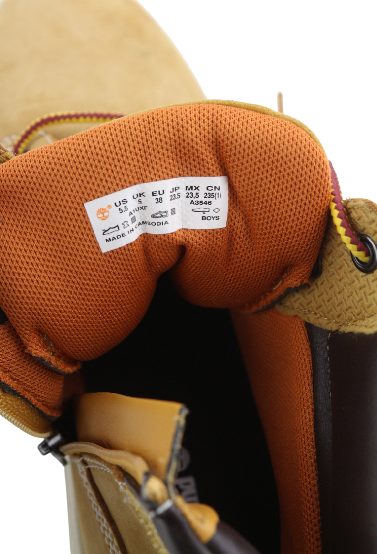 TIMBERLAND A1UXF Boys Shoes UK5 EU38 Brown Leather Ankle Zip Almond Toe Logo