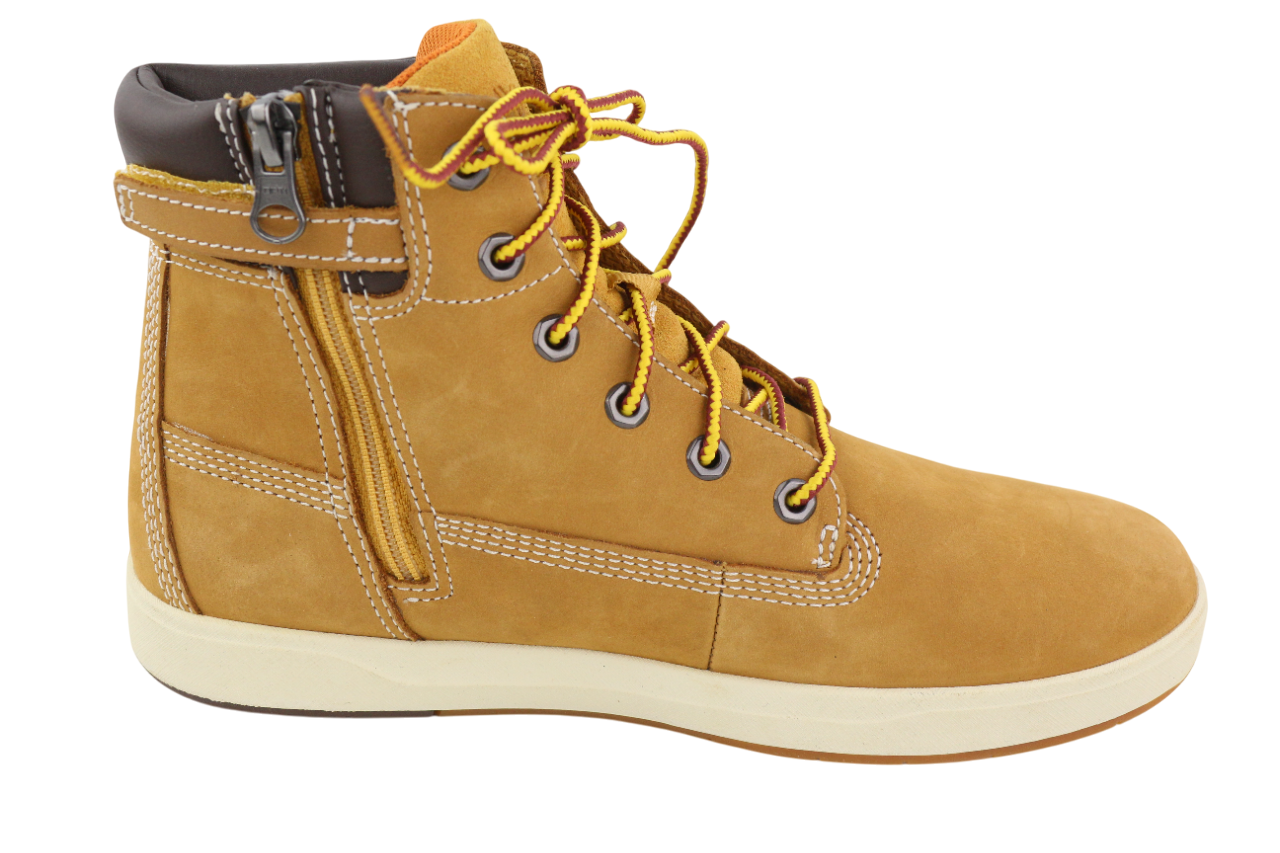 TIMBERLAND A1UXF Boys Shoes UK5 EU38 Brown Leather Ankle Zip Almond Toe Logo