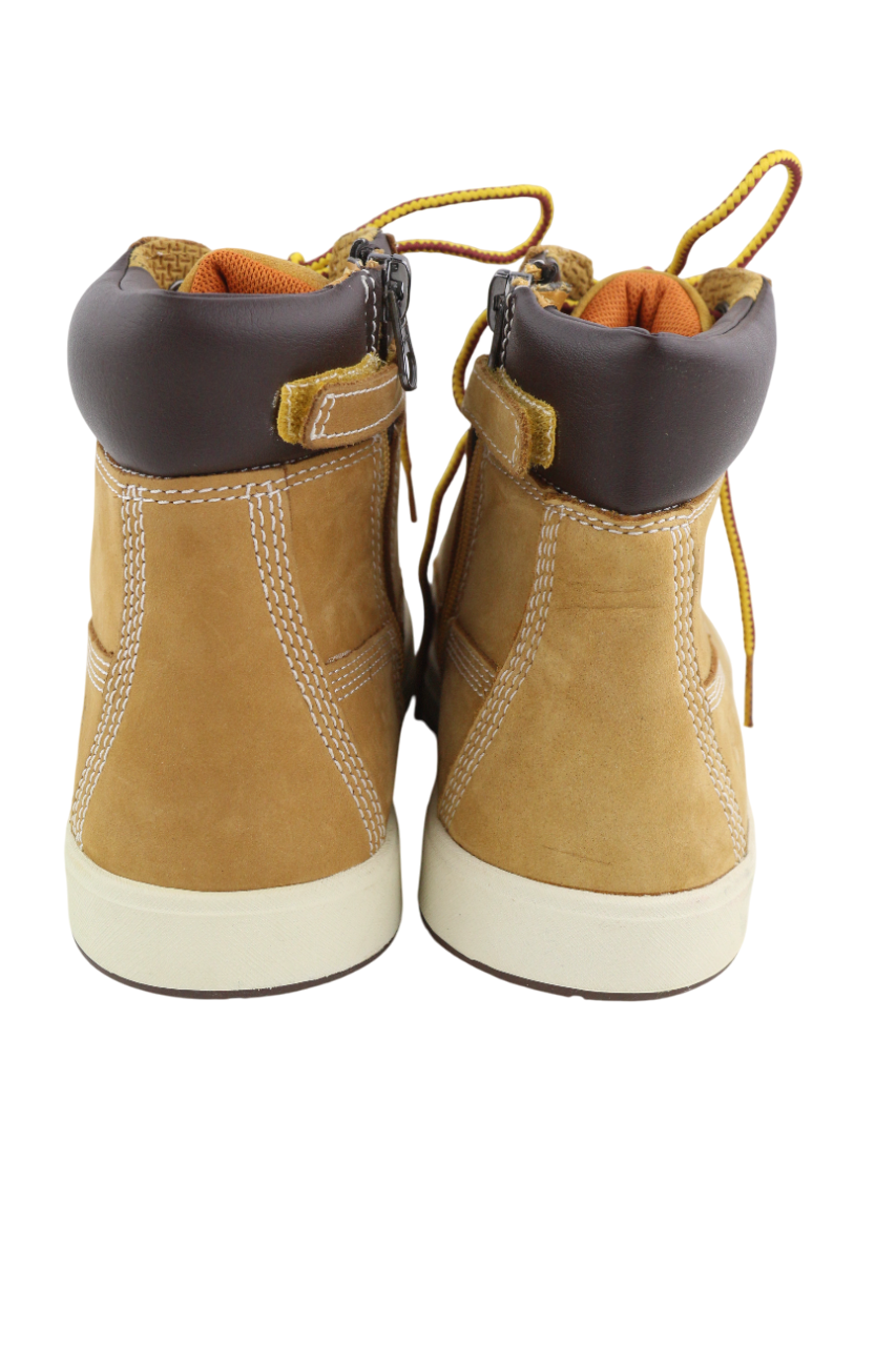 TIMBERLAND A1UXF Boys Shoes UK5 EU38 Brown Leather Ankle Zip Almond Toe Logo