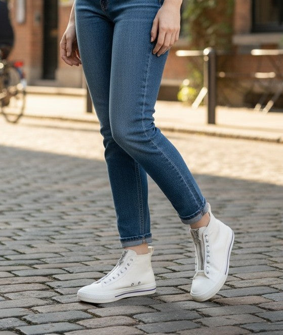 DIESEL S-Astico Mzip Women's Sneakers EU39 White Zip Almond Toe Ankle RRP180