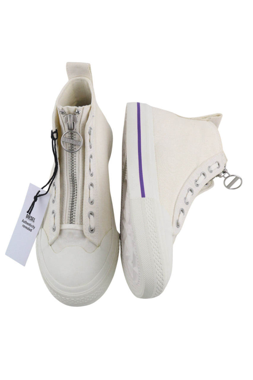 DIESEL S-Astico Mzip Women's Sneakers EU39 White Zip Almond Toe Ankle RRP180