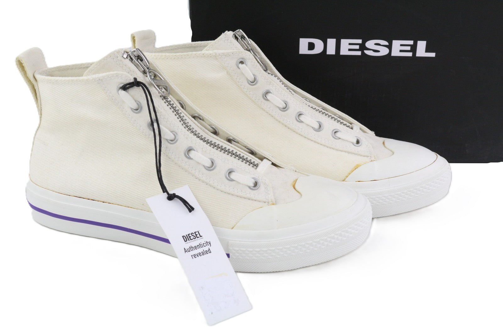 DIESEL S-Astico Mzip Women's Sneakers EU40.5 White Zip High Top RRP180
