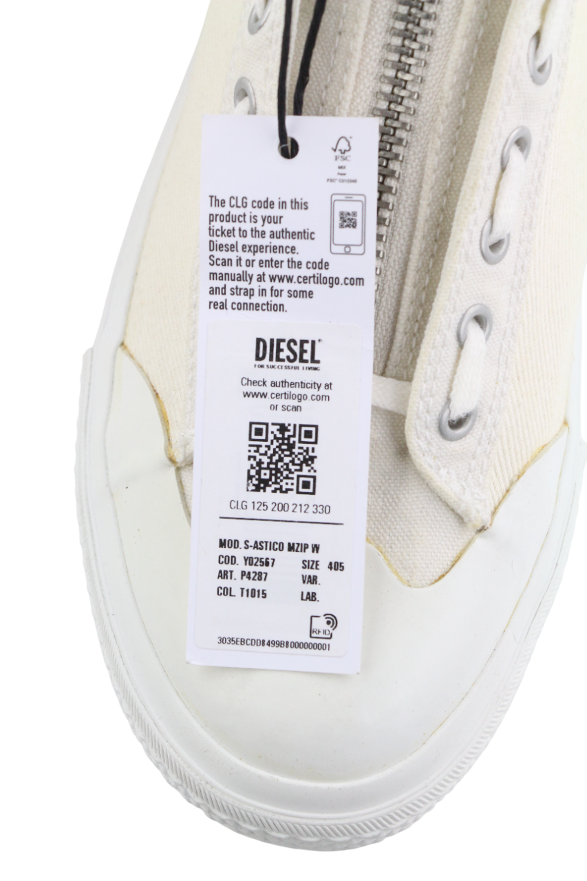 DIESEL S-Astico Mzip Women's Sneakers EU40.5 White Zip High Top RRP180