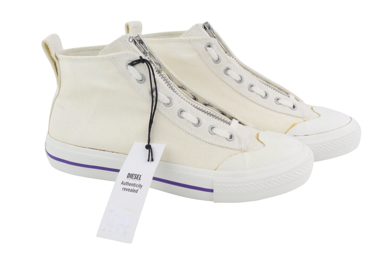 DIESEL S-Astico Mzip Women's Sneakers EU40.5 White Zip High Top RRP180