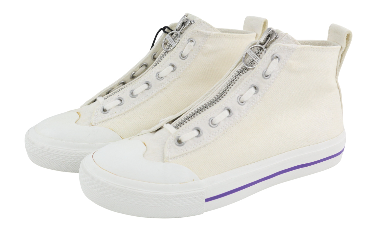 DIESEL S-Astico Mzip Women's Sneakers EU40.5 White Zip High Top RRP180
