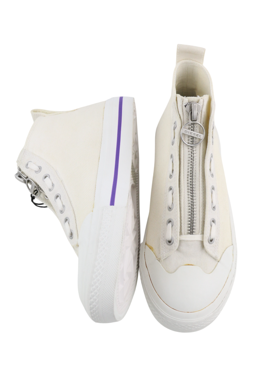 DIESEL S-Astico Mzip Women's Sneakers EU40.5 White Zip High Top RRP180