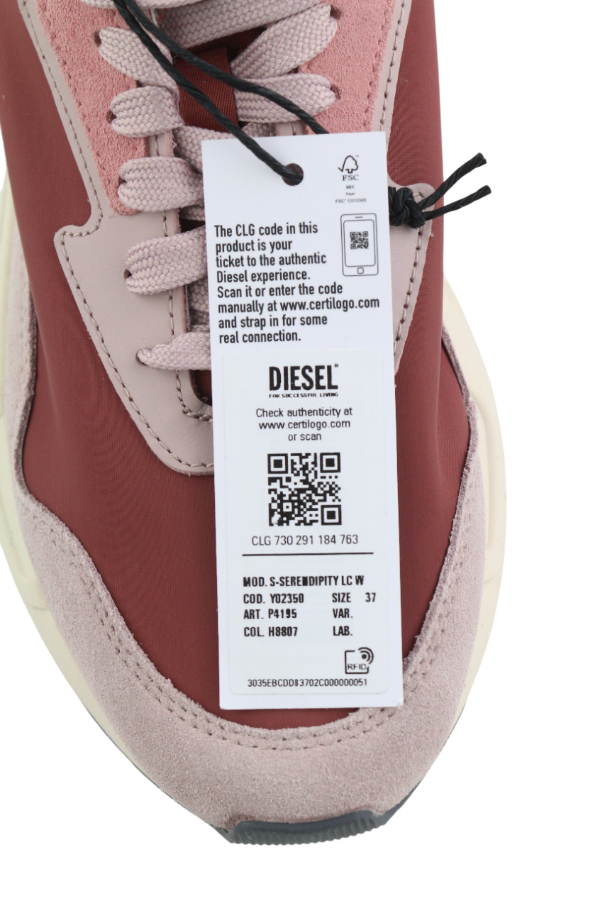 DIESEL S-Serendipity LC Women's Sneakers EU37 Purple Low Lace Almond Toe RRP150