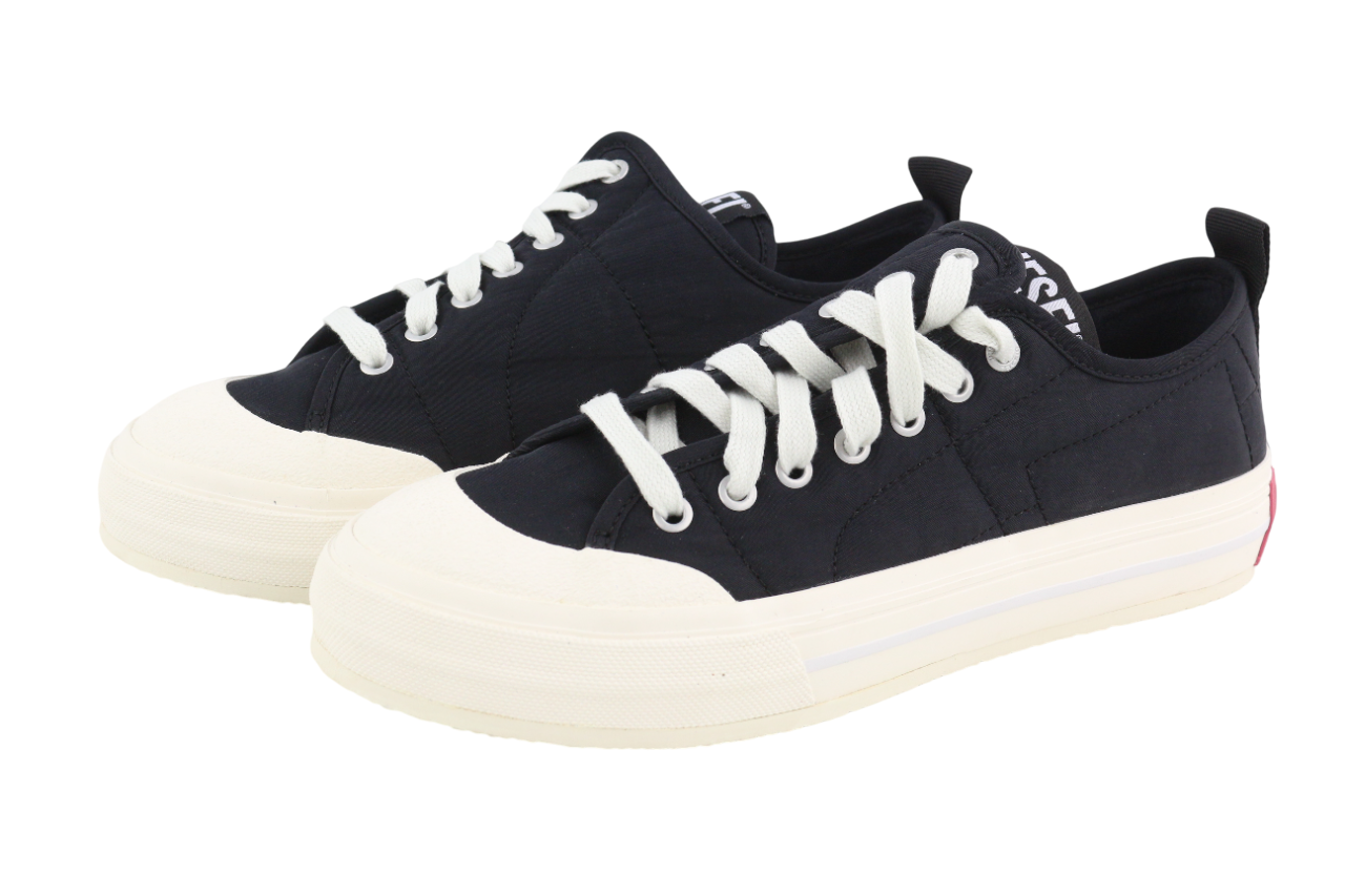 DIESEL S-Muji LC Women's Sneakers EU41 Black Low Lace Almond Toe Red RRP160