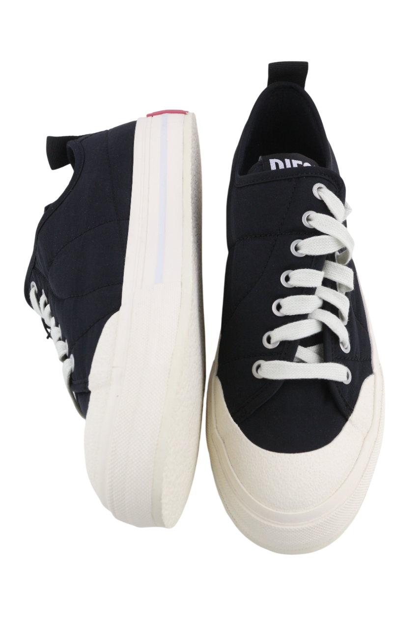 DIESEL S-Muji LC Women's Sneakers EU41 Black Low Lace Almond Toe Red RRP160