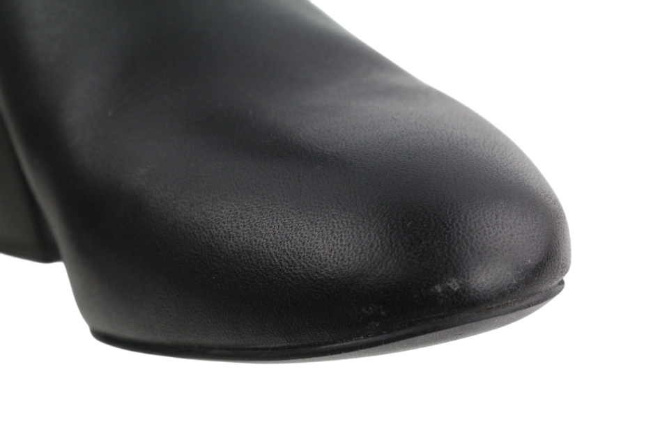 DIESEL Jaynet MAB Women's Boots EU38 Black Leather Zip Almond Heel Logo RRP290