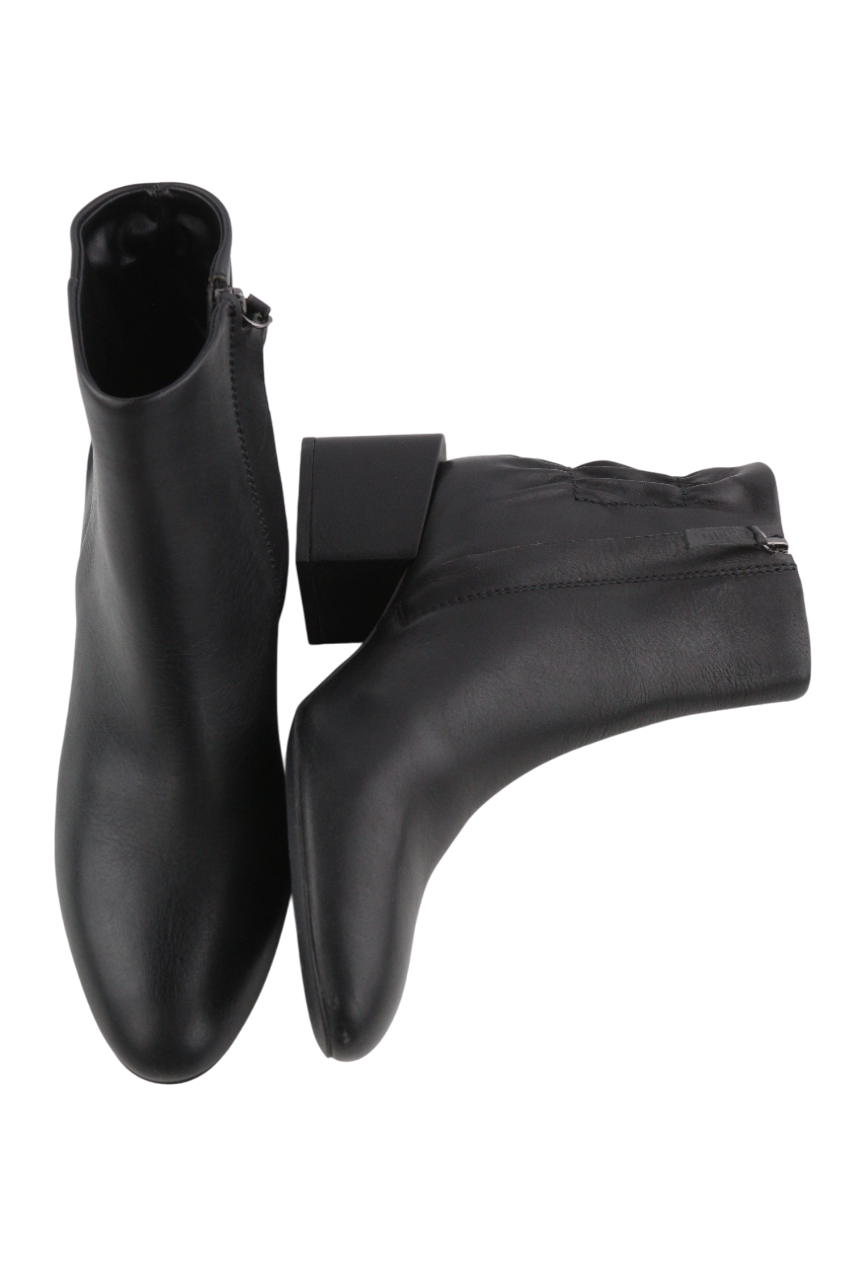 DIESEL Jaynet MAB Women's Boots EU38 Black Leather Zip Almond Heel Logo RRP290