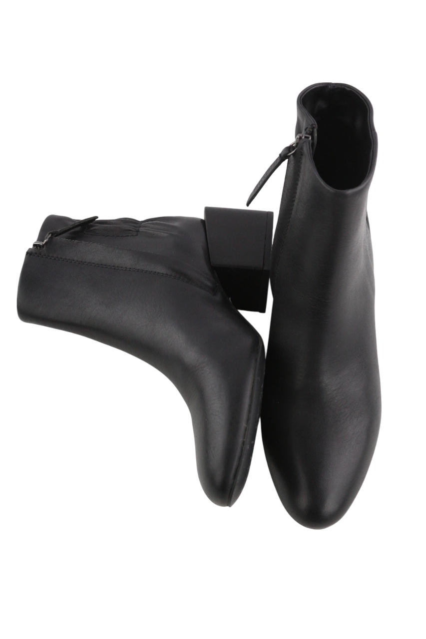 DIESEL Jaynet MAB Women's Boots EU38 Black Leather Zip Almond Heel Logo RRP290