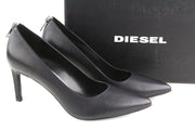 DIESEL D-Femme MP Women's Heels EU38 Black Cow Leather Kitten Heel RRP240