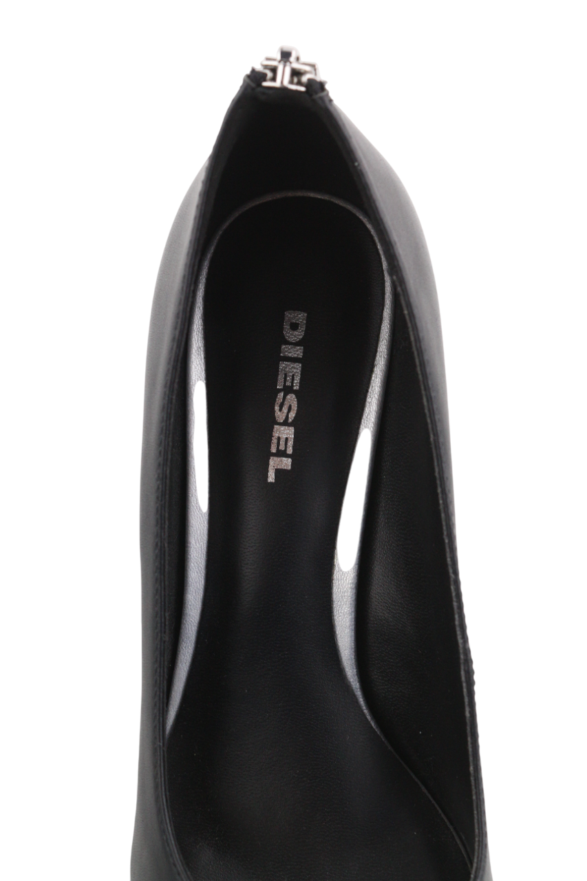 DIESEL D-Femme MP Women's Heels EU38 Black Cow Leather Kitten Heel RRP240