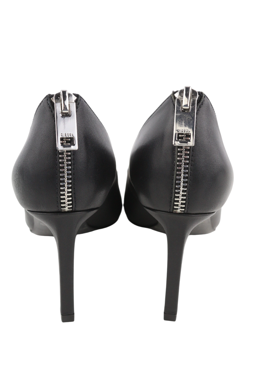 DIESEL D-Femme MP Women's Heels EU38 Black Cow Leather Kitten Heel RRP240