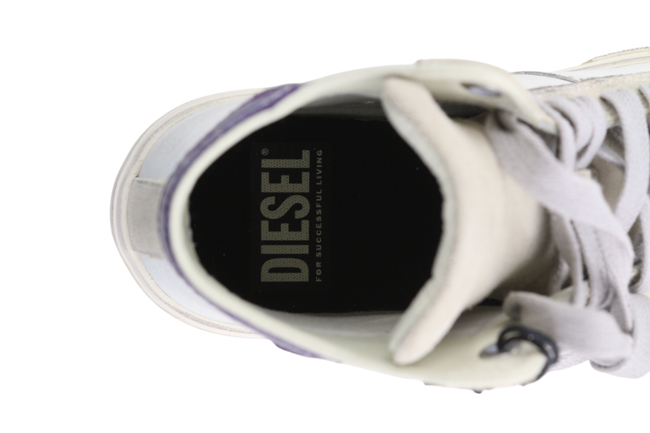 DIESEL S-Mydori ML Women's Sneakers EU38.5 White Leather Ankle Lace Up RRP220