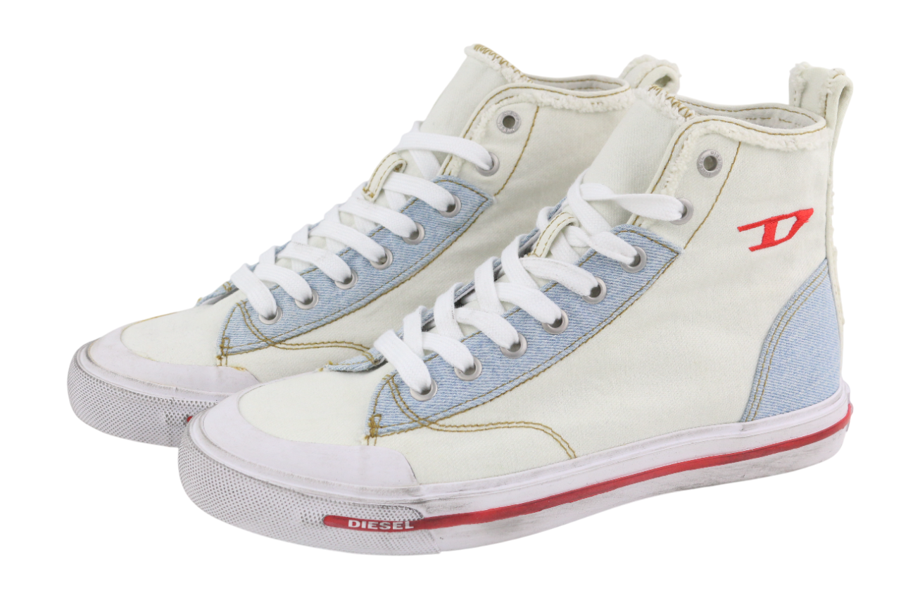 DIESEL S-Athos Mid Women's Sneakers EU39 White Ankle Lace Almond Logo RRP175