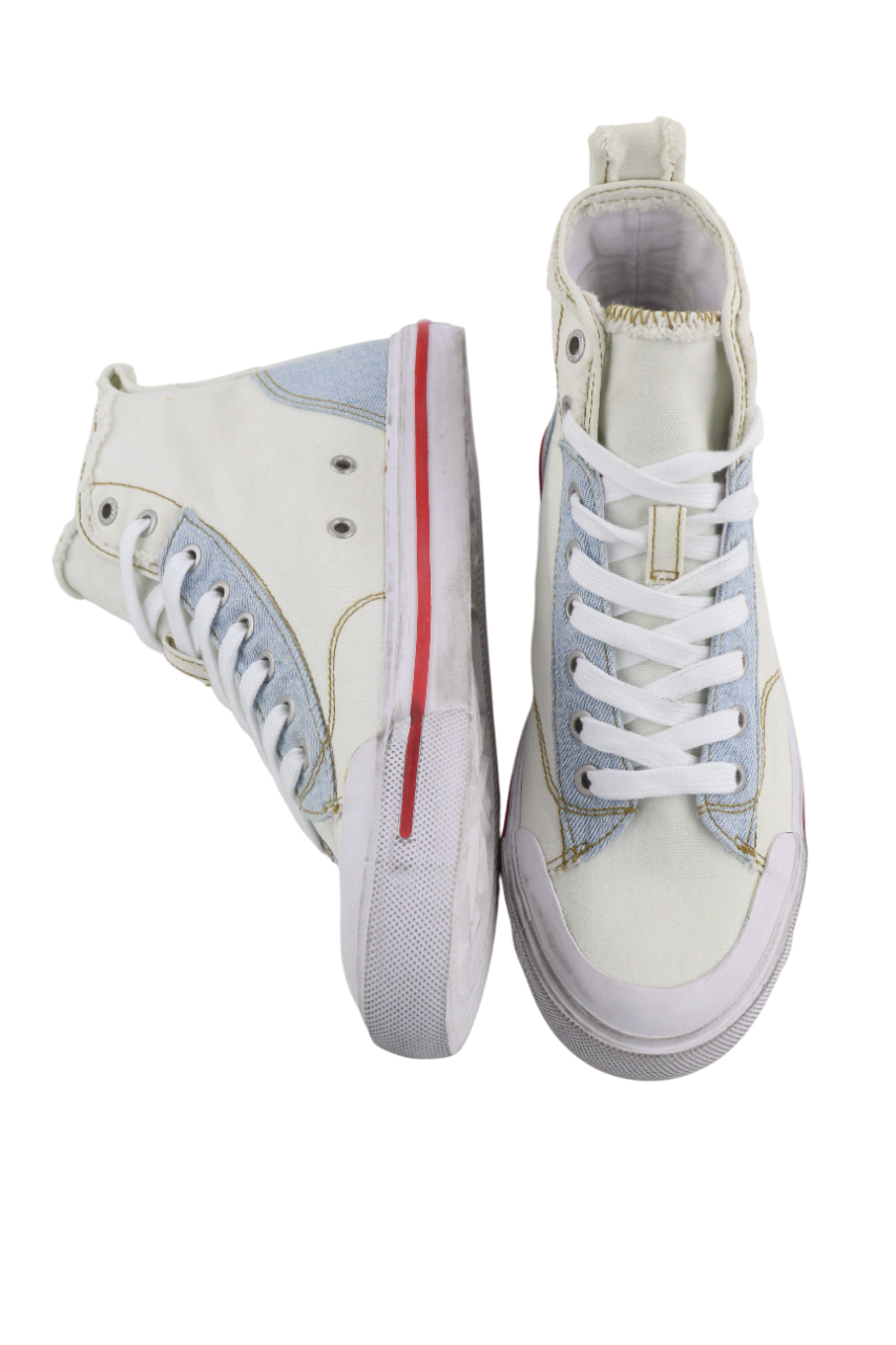 DIESEL S-Athos Mid Women's Sneakers EU39 White Ankle Lace Almond Logo RRP175