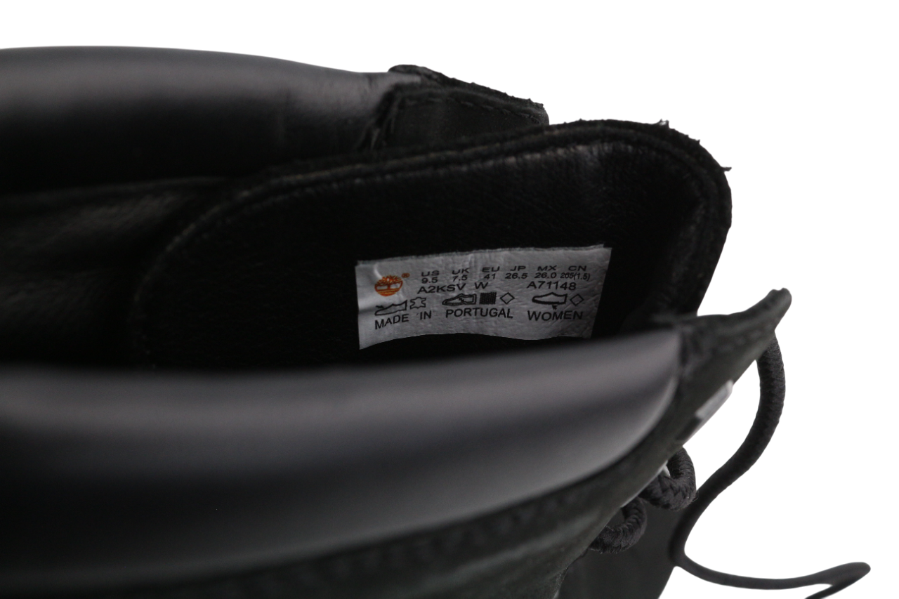 TIMBERLAND A2KSV Women's Boots UK7.5 EU41 Black Leather Ankle Lace Almond Logo