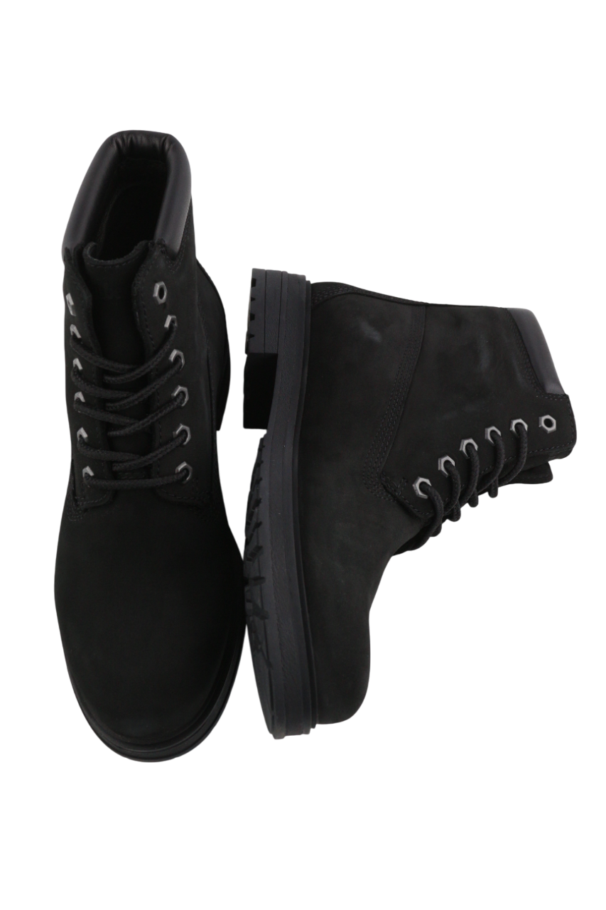 TIMBERLAND A2KSV Women's Boots UK8 EU41.5 Black Leather Ankle Lace Almond Logo