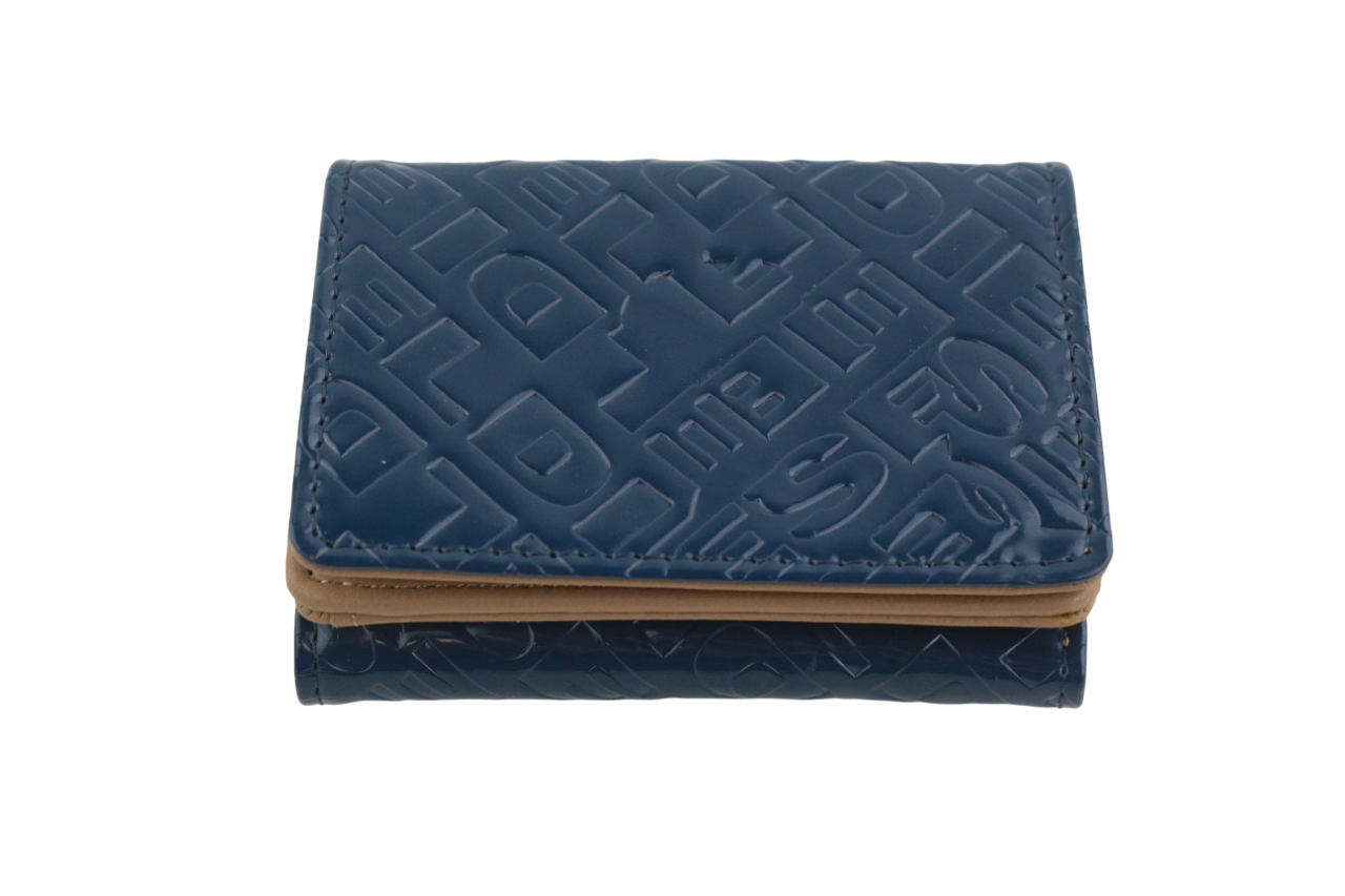 DIESEL Lorettina Women's Wallet One Size Blue Leather Snap Logo