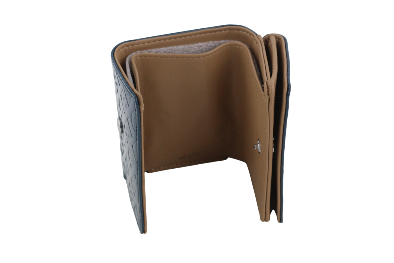 DIESEL Lorettina Women's Wallet One Size Blue Leather Snap Logo