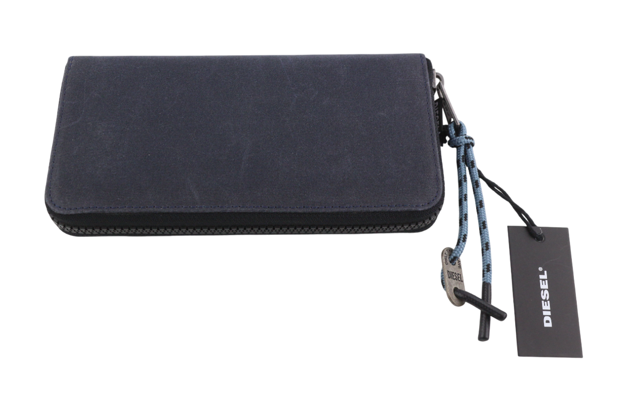DIESEL Isuki 24 Zip Men's Wallet One Size Black Zip All Season Logo RRP150