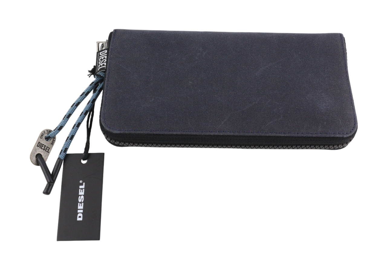 DIESEL Isuki 24 Zip Men's Wallet One Size Black Zip All Season Logo RRP150
