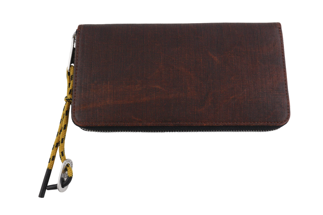 DIESEL Men's Wallet One Size Dark Brown Washed Leather Zip Unisex