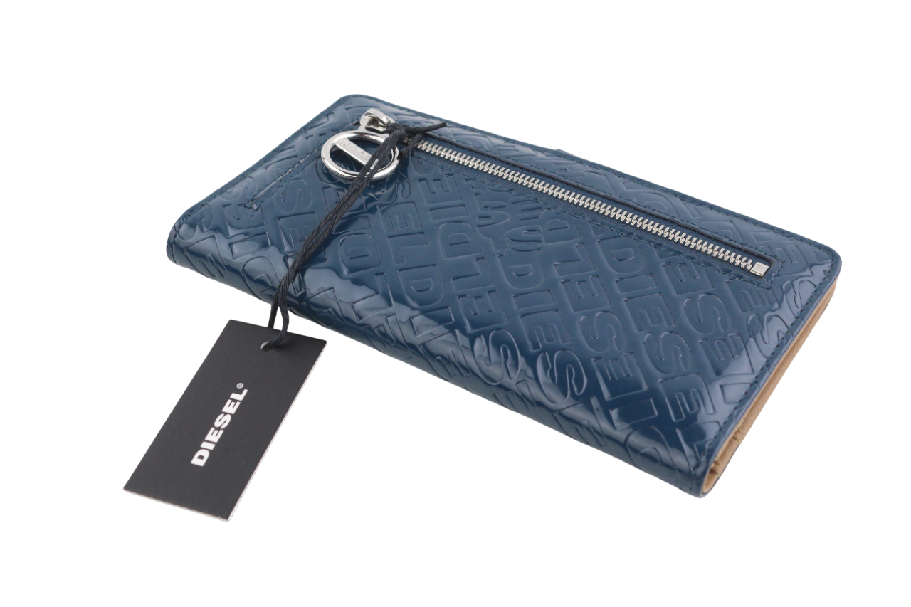 DIESEL Monogram Lusigram Women's Wallet One Size Blue Snap Logo