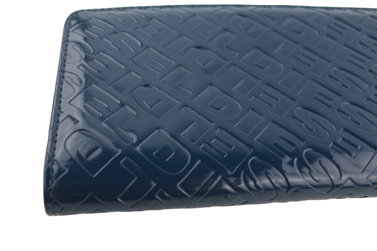 DIESEL Monogram Lusigram Women's Wallet One Size Blue Snap Logo
