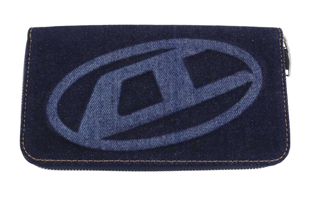 DIESEL Continental Zip Men's Wallet One Size Blue Denim Look Zip RRP120