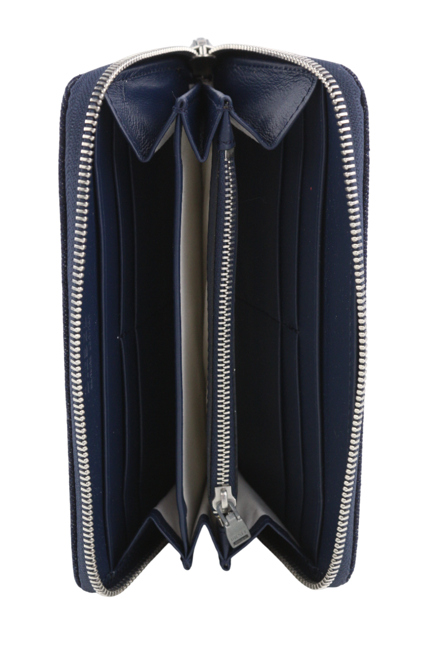 DIESEL Continental Zip Men's Wallet One Size Blue Denim Look Zip RRP120