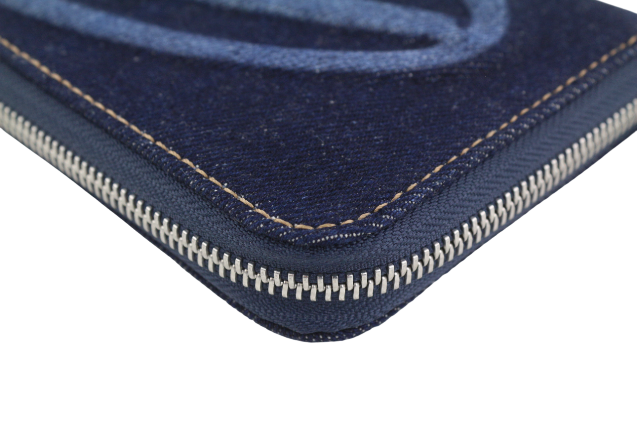 DIESEL Continental Zip Men's Wallet One Size Blue Denim Look Zip RRP120