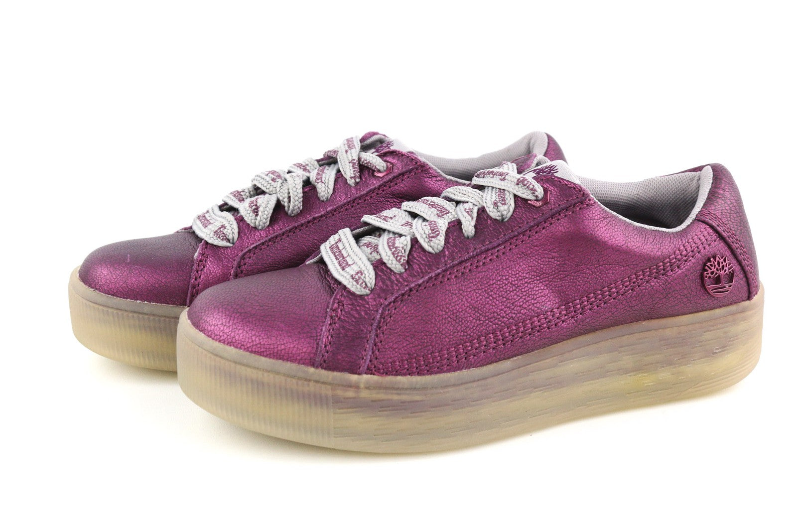 TIMBERLAND A252G Women's Sneakers UK4/5 EU37/38 Purple Shiny Leather Low Lace