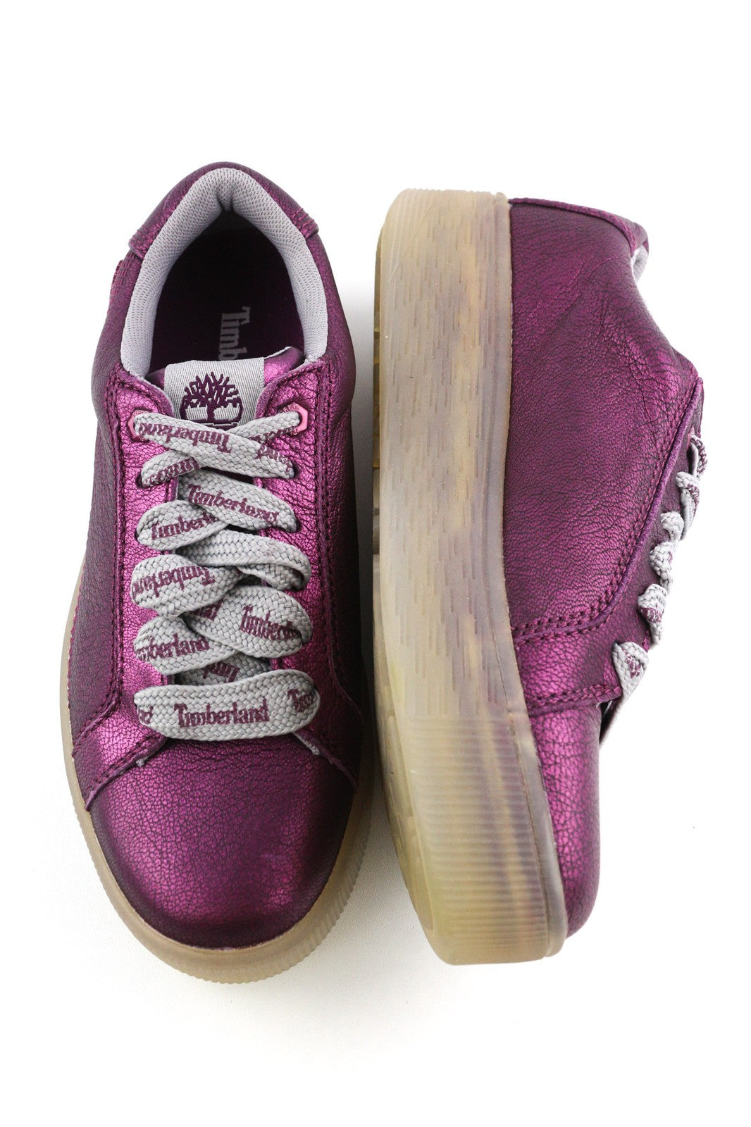 TIMBERLAND A252G Women's Sneakers UK4/5 EU37/38 Purple Shiny Leather Low Lace