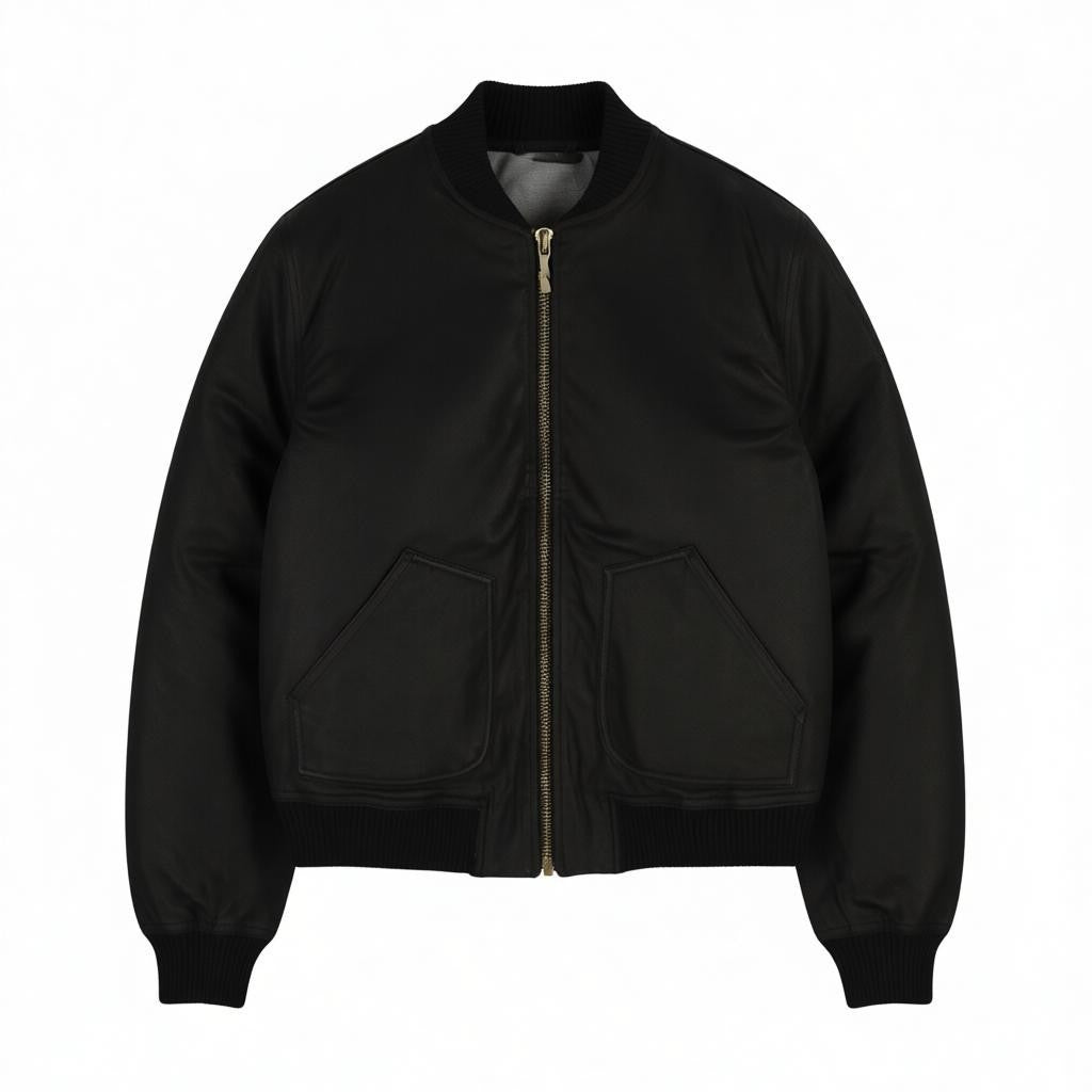 NUDIE JEANS Severin Short Rib Men's Jacket S Black Coated Bomber Zip Logo