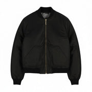 NUDIE JEANS Severin Short Rib Men's Jacket S Black Coated Bomber Zip Logo