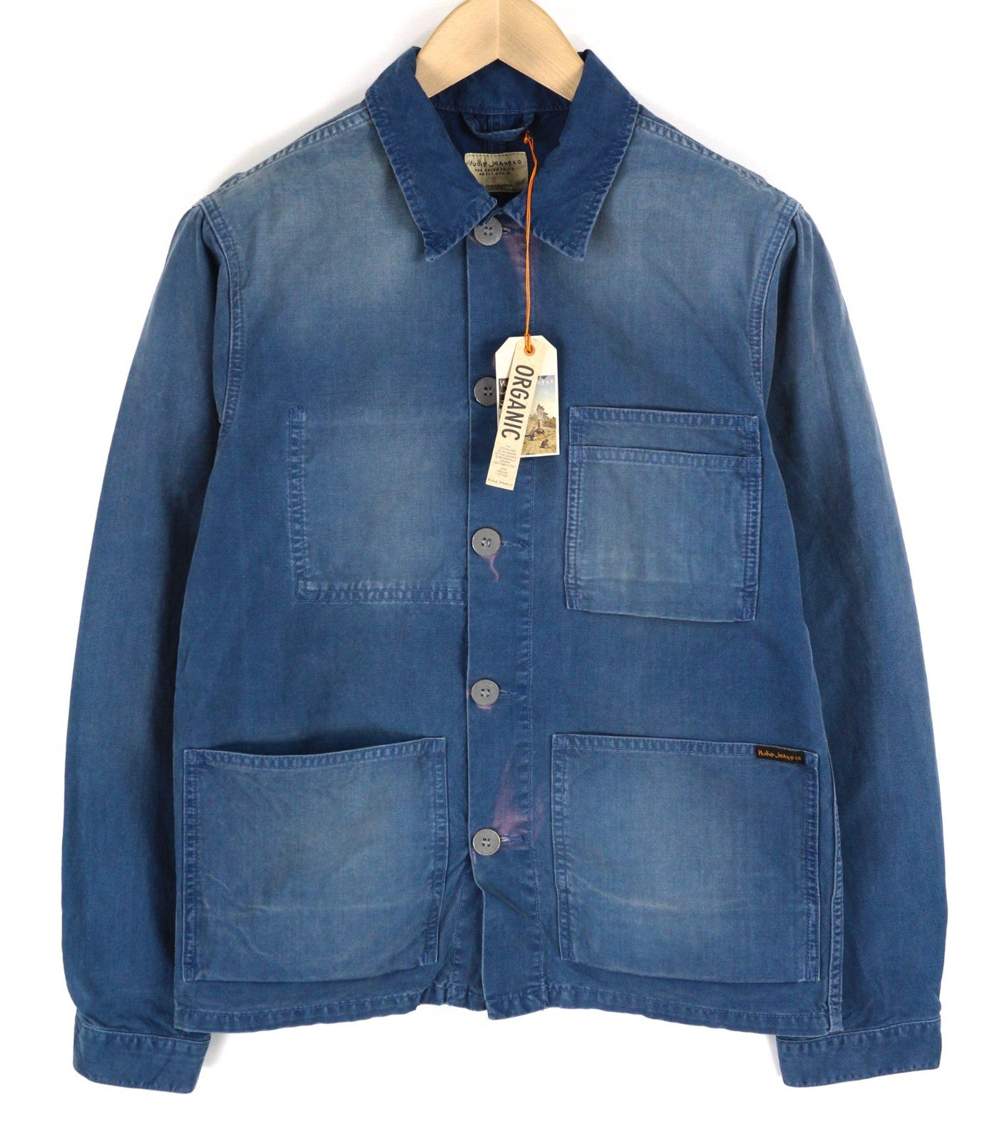 NUDIE JEANS Paul Men's Jacket S Oden Blue Washed Worker Button Polo