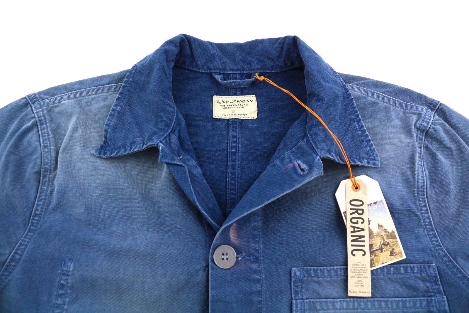 NUDIE JEANS Paul Men's Jacket S Oden Blue Washed Worker Button Polo